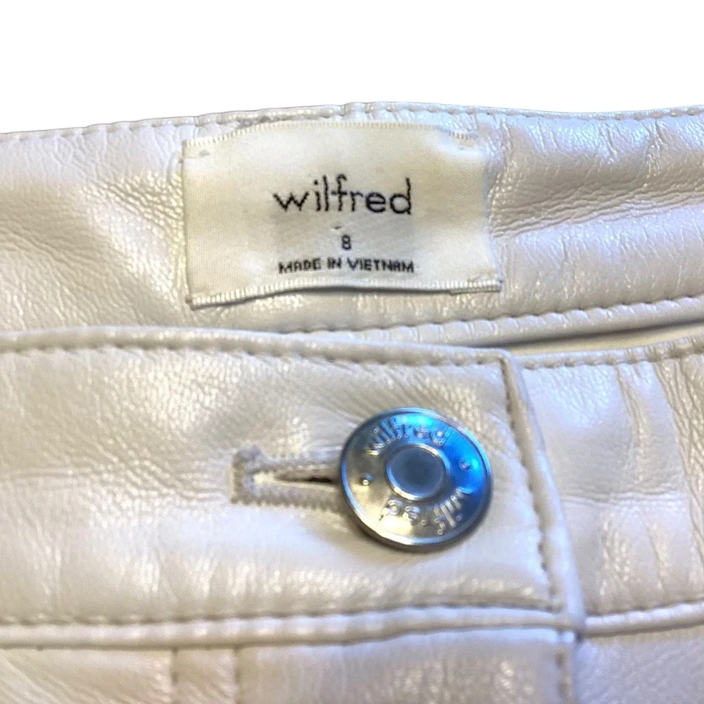 Wilfred Aritzia Melina Vegan Leather Pants High Waist Straight‎ Leg Taupe Size 8